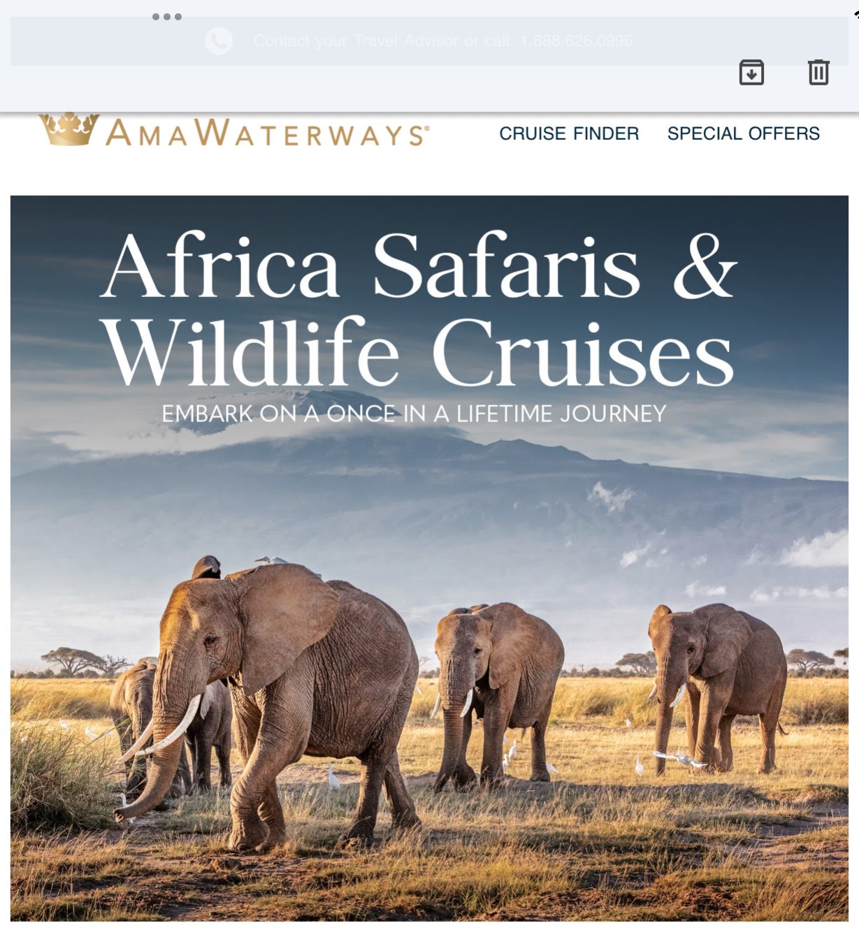 **2 TRIPS OF A LIFETIME!!** Africa Safaris & Wildlife Cruises — embark on a once-in-a-lifetime journey